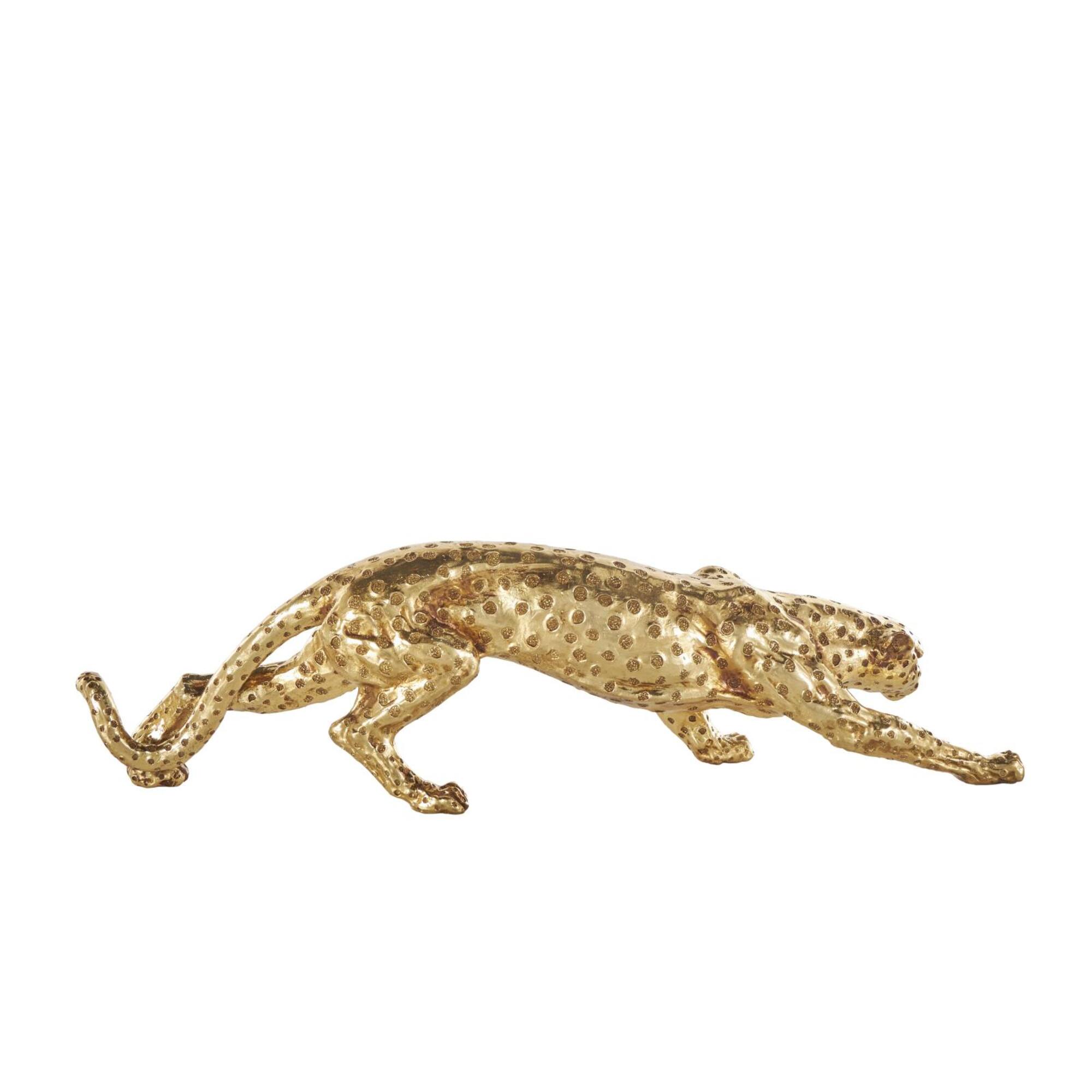 25.5" Gold Leopard Sculpture with Textured Spots